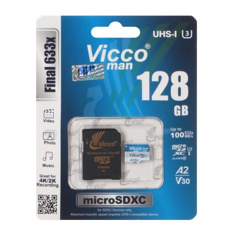 کارت حافظه microSDXC ویکومن مدل Final 633x کلاس 10 استاندارد UHS-I U3 سرعت 90MBs ظرفیت 128 گیگابایت به همراه آداپتور SD