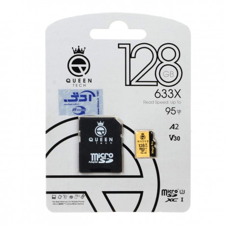 کارت حافظه microSDXC کوئین تک مدل magic pro 633X کلاس 10 استاندارد UHS-I U3 سرعت 95MBps ظرفیت 128 گیگابایت به همراه آداپتور SD