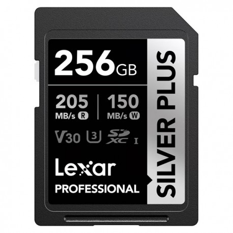 کارت حافظه SDXC لکسار مدل SILVER PLUS کلاس 10 استاندارد ظرفیت 256 گیگابایت سرعت 205MBps