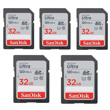 کارت حافظه SDHC سن دیسک مدل Ultra کلاس 10 استاندارد UHS-I U1 سرعت 120MBps ظرفیت 32 گیگابایت بسته 5عددی