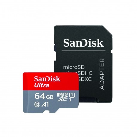 کارت حافظه microSDXC سن دیسک مدل Ultra A1 کلاس 10 استاندارد UHS-I سرعت 98MBps ظرفیت 64 گیگابایت به همراه آداپتور SD