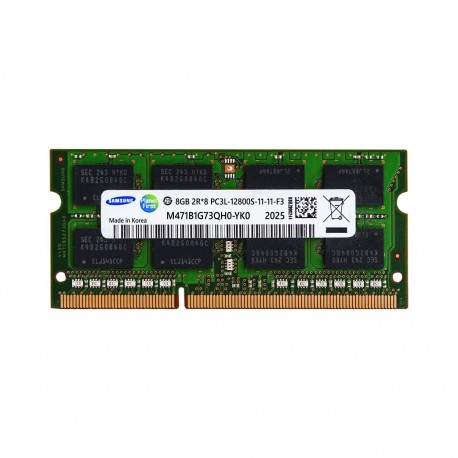 رم لپ‌تاپ DDR3 8 گیگابایت تک کاناله سامسونگ مدل PC3L 12800S فرکانس 1600 مگاهرتز تایمینگ CL11 ولتاژ 1.35 ولت SO-DIMM