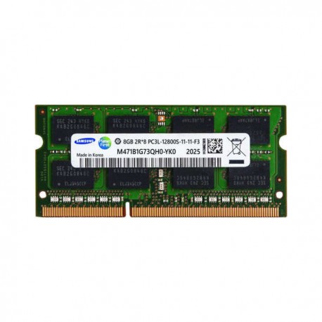 رم لپ‌تاپ سامسونگ DDR3 SO-DIMM 8 گیگابایت مدل PC3L فرکانس 1600 مگاهرتز تایمینگ CL11 ولتاژ 1.35 ولت 204 پین