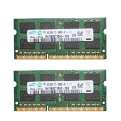 رم لپ‌تاپ سامسونگ DDR3 دو کاناله 4 گیگابایت 1333 مگاهرتز مدل 10600s بسته 2 عددی SO-DIMM