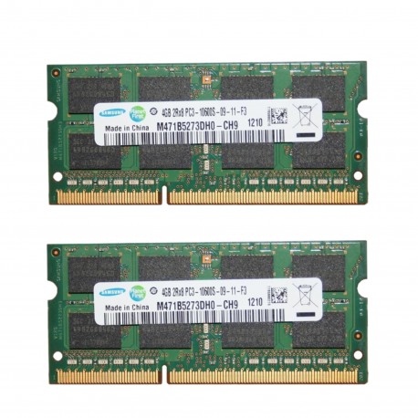 رم لپ‌تاپ سامسونگ DDR3 دو کاناله 4 گیگابایت 1333 مگاهرتز مدل 10600s بسته 2 عددی SO-DIMM