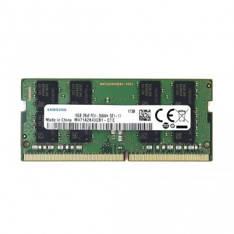 رم لپ‌تاپ 16 گیگابایت DDR4 سامسونگ مدل PC4-2666V با تایمینگ 2666 مگاهرتز و ماژول SO-DIMM تک کاناله