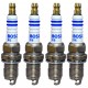 شمع تقویتی خودرو بوش مدل سوزنی ایریدیوم کد FR7DC.Russia پایه کوتاه مناسب برای پژو ۴۰۵ ، سمند XU7 بسته ۴ عددی