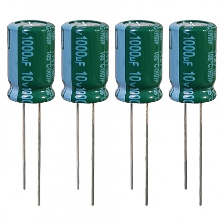 خازن الکترولیت 1000 میکروفاراد 10 ولت تایکُن مدل TEC-100010 بسته 4 عددی