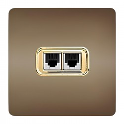 پریز تلفن دوقلو صنایع آسیا الکتریک مدل کریستال BEI-GLD