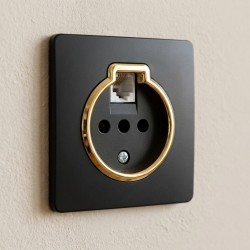 پریز تلفن صنایع آسیا الکتریک مدل کریستال BLK-GLD