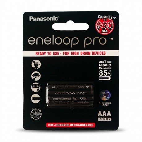 باتری نیم قلمی قابل شارژ تلفن بی سیم پاناسونیک مدل Eneloop Pro بسته 2 عددی