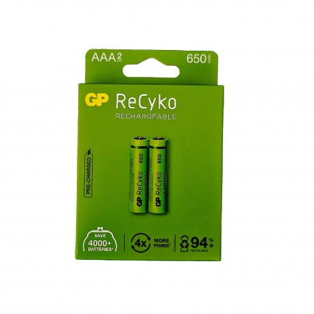 باتری تلفن نیم قلمی جی پی مدل GP AAA REACHARGABLE 650mAh بسته 2 عددی