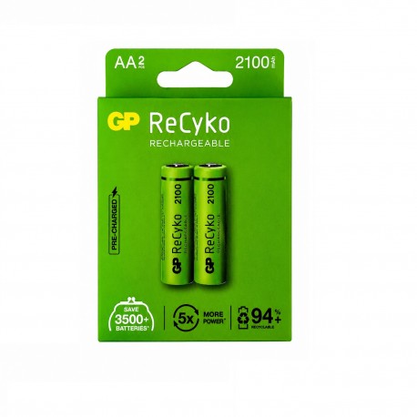 باتری تلفن جی پی مدل ReCyKo AA REACHARGABLE 2100mAh بسته 2 عددی