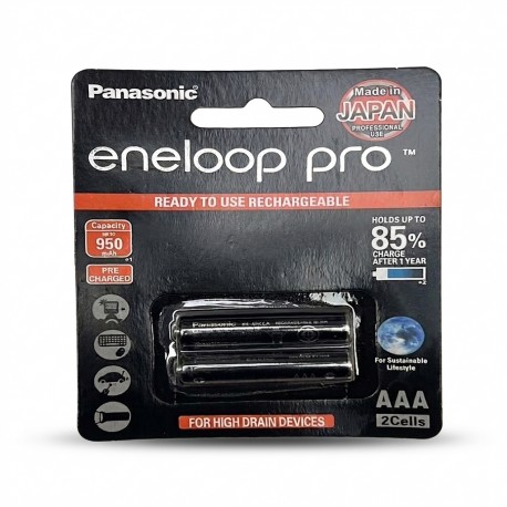 باتری تلفن پاناسونیک مدل eneloop pro سری حرفه ای بسته 2 عددی سایزAAA قابل شارژ نوع Ni-MH باظرفیت تا950 میلی آمپر ساعت