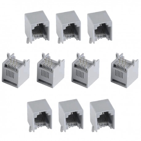 کانکتور مادگی تلفن مدل 6P6C-RJ12-Right.Angle بسته 10 عددی