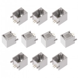 کانکتور 1 به 2 مادگی تلفن مدل 6P4C-RJ11-Right.Angle بسته 10 عددی