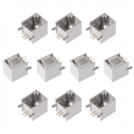 کانکتور 1 به 2 مادگی تلفن مدل 6P4C-RJ11-Right.Angle بسته 10 عددی