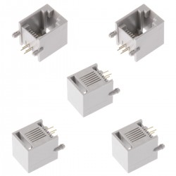 کانکتور 1 به 2 مادگی تلفن مدل 6P4C-RJ11-Right.Angle بسته 5 عددی