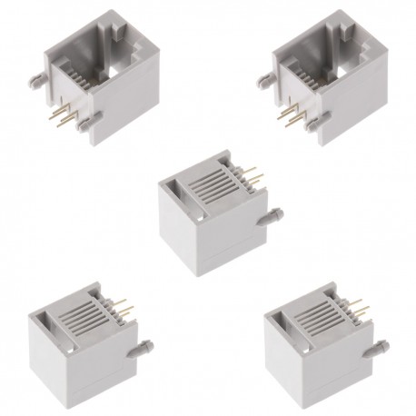 کانکتور 1 به 2 مادگی تلفن مدل 6P4C-RJ11-Right.Angle بسته 5 عددی