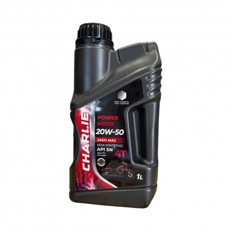 روغن موتور سیکلت تمام سنتتیک چارلی مدل SN 20W-50 حجم 1 لیتر
