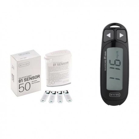 دستگاه تست قند خون آرکری مدل Glucocard 01 Mini به همراه نوار تست بسته 50 عددی