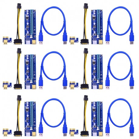 رایزر کارت گرافیک تبدیل PCI EXPRESS X1 به X16 مدل 009S مجموعه 6 عددی