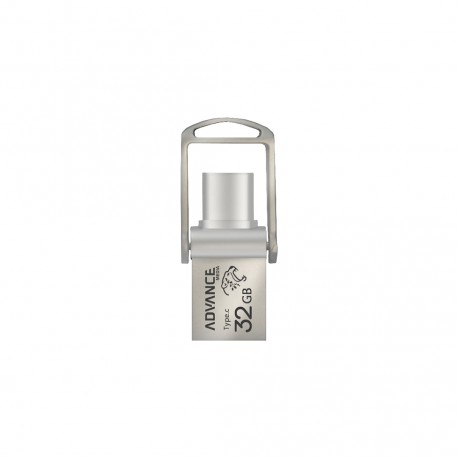فلش مموری 32 گیگابایتی ادونس مدل T142، با رابط‌های USB Type-C و USB Type-A، استاندارد USB 3.2 Gen2، بدنه فلزی و طراحی بدون درپوش