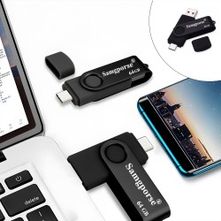 فلش مموری 64 گیگابایتی سمگپرس OTG با رابط USB Type-C و USB 2.0، مقاوم در برابر گرد و غبار، ضداثر انگشت و لک