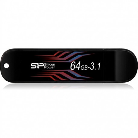 فلش مموری 64 گیگابایت سیلیکون پاور مدل Blaze B10 با رابط USB 3.1، نشانگر LED و خطوط بدنه حساس به دما