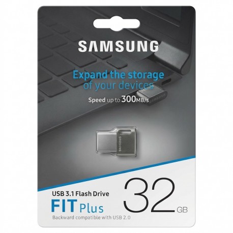 فلش مموری 32 گیگابایت سامسونگ مدل FIT Plus USB سه‌نقطه‌یک، با طراحی بندانگشتی و مقاوم در برابر آب، ضربه، شوک و لرزش و گردوغبار