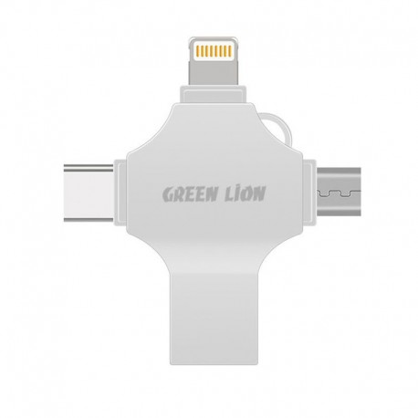 فلش مموری گرین لاین مدل FD-4 IN 1 ظرفیت 64 گیگابایت با رابط microUSB، USB، USB Type-C، لایتنینگ