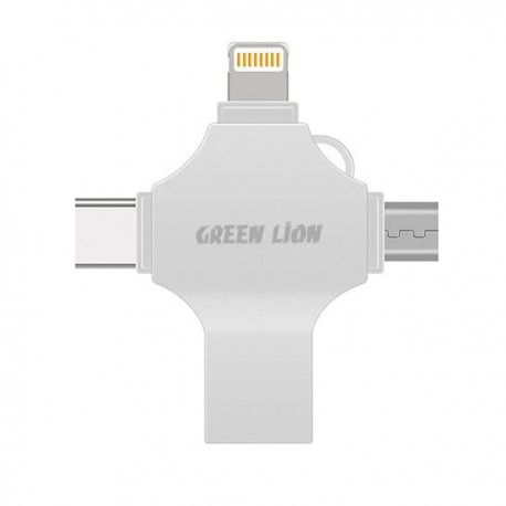 فلش مموری گرین لاین مدل FD-4 IN 1 ظرفیت 128 گیگابایت با رابط microUSB و USB و USB-C و لایتنینگ