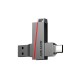 فلش مموری 256 گیگابایتی هایک سمی مدل DUAL SLIM E307C، دارای 2 رابط USB 3.2 Gen1 از نوع USB Type-C و USB Type-A، بدنه فلزی