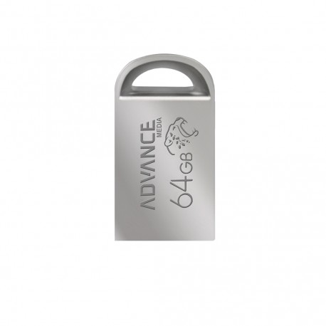 فلش مموری 64 گیگابایت ادونس مدل M-102 با رابط USB 2.0 Type-A، بدنه فلزی و طراحی بندانگشتی با شیار آویز