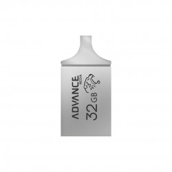 فلش مموری 32 گیگابایت ادونس مدل M-104 با رابط USB 2.0 Type-A، بدنه فلزی، طراحی بندانگشتی و بند آویز