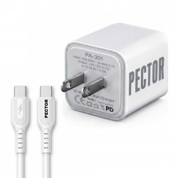 شارژر دیواری 25 وات پکتور مدل PA301 به همراه کابل USB-C به طول 1 متر