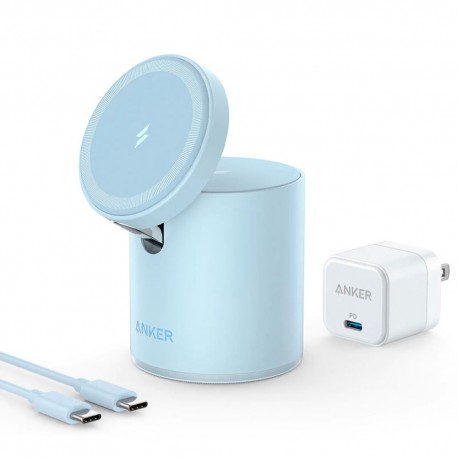 شارژر بی‌سیم 7.5 وات انکر مدل B2568 به همراه شارژر دیواری 20 وات انکر و کابل USB-C به USB-C