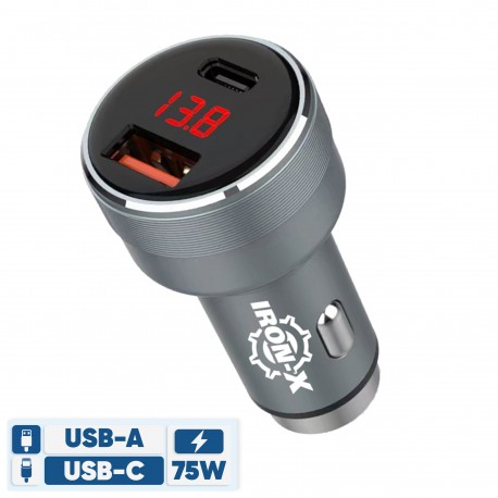 شارژر فندکی 75 وات دو پورت آیرون ایکس مدل RCC 360