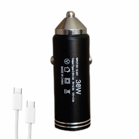 شارژر فندکی 30 وات اچ تی ام مدل c23 به همراه کابل USB-C