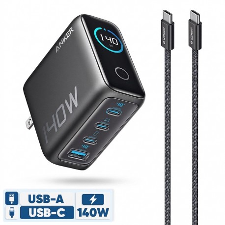 شارژر دیواری 140 وات 4 پورت انکر مدل B2697 به همراه کابل USB-C به طول 1.5 متر