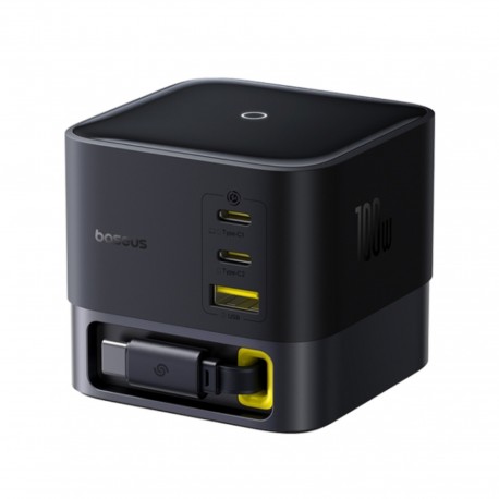 شارژر رومیزی 100 وات 3 پورت بیسوس مدل 100W Super GaN به همراه کابل USB-C