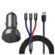 شارژر فندکی باسئوس مدل Car Charger Suit-24W به همراه کابل تبدیل microUSB/ USB-C / لایتنینگ