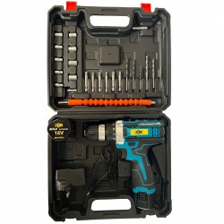 دریل پیچ گوشتی شارژی ۱۰ میلیمتری ۱۲۸ ولت جاب مدل JB-128 Industrial new مجموعه ۳۵ عددی
