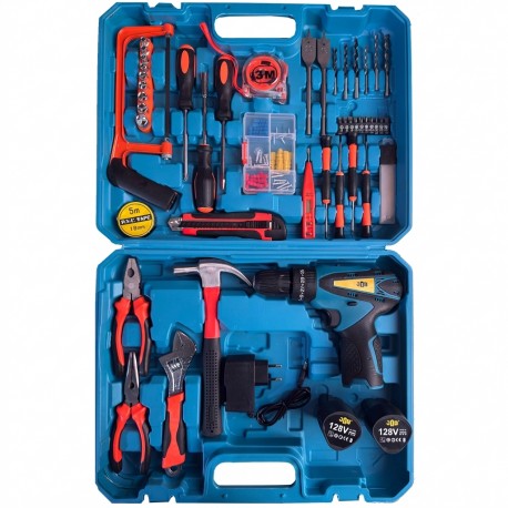 مجموعه 190 عددی دریل پیچ گوشتی چکشی شارژی 10 میلی متری 128 ولت جاب مدل JB-128 NEW Kit