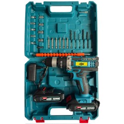 دریل پیچ گوشتی شارژی چکشی سه نظام 10 میلیمتر 118 ولت جاب مدل JB-118 MAX EDITION مجموعه 40 عددی