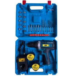 دریل پیچ گوشتی شارژی سه نظام 10 میلیمتری 158 ولت جاب مدل JB-158 NEW POWER مجموعه 42 عددی