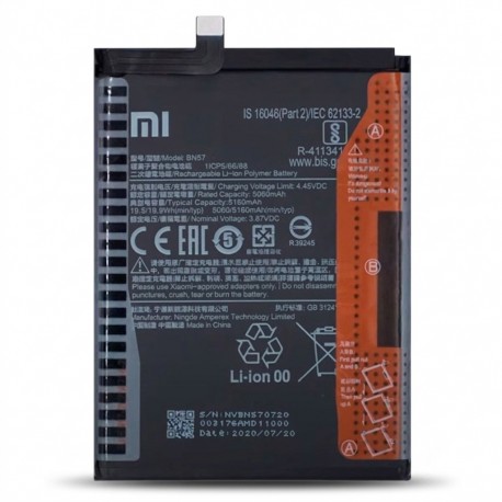 باتری موبایل مدل BN57 ظرفیت 5160 میلی آمپر ساعت مناسب برای گوشی موبایل شیائومی Poco X3