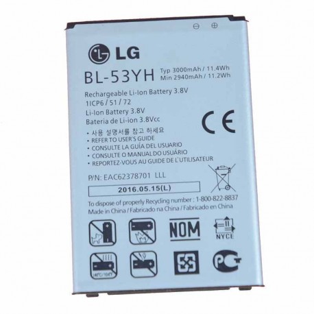 باتری موبایل ال جی مدل BL-54SG ظرفیت 2610 میلی آمپر ساعت مناسب برای گوشی موبایل ال جی G3 Mini