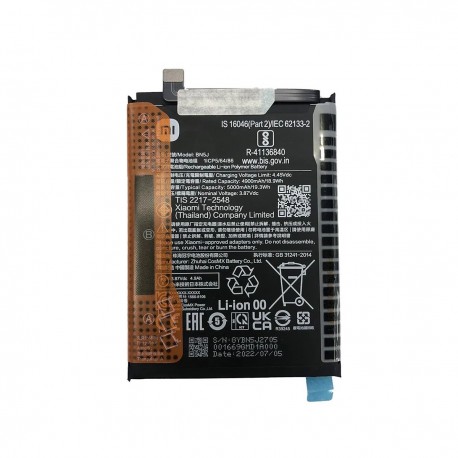باتری موبایل مدل BN5J ظرفیت 5000 میلی‌ آمپر ساعت سازگار با گوشی موبایل شیائومی‌ Redmi Note 12
